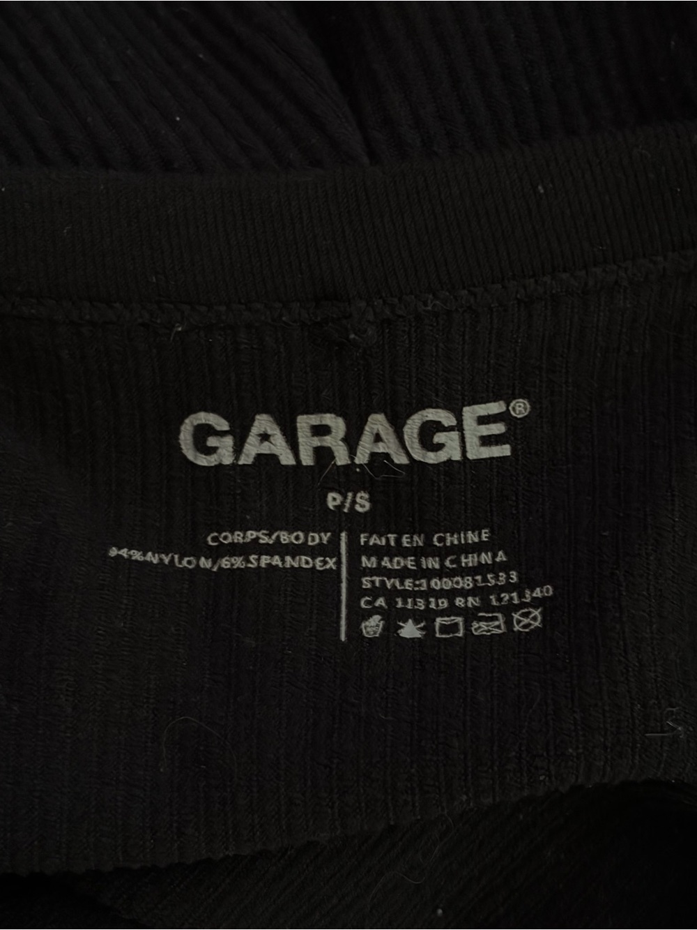 Garage Black Ribbed Crop Top - Picture 4 of 5